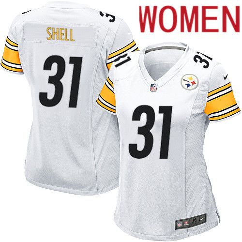 Women Pittsburgh Steelers #31 Donnie Shell Nike White Game NFL Jersey->women nfl jersey->Women Jersey